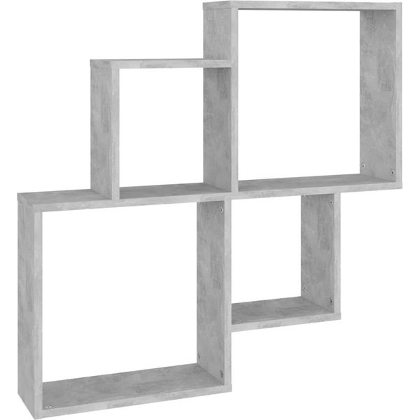 Syfax™ Mensola Muro Cubo Grigio Cemento 80X15X78,5Cm Legno Multistrato-image