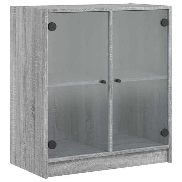 Syfax™ Mobile Con Ante In Vetro Grigio Sonoma 68X37X75,5 Cm-image