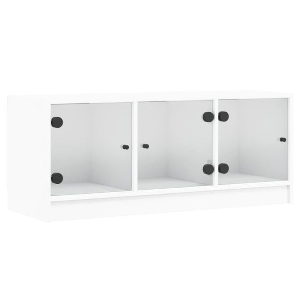 Syfax™ Mobile Porta Tv Con Ante In Vetro Bianco 102X37X42 Cm-image