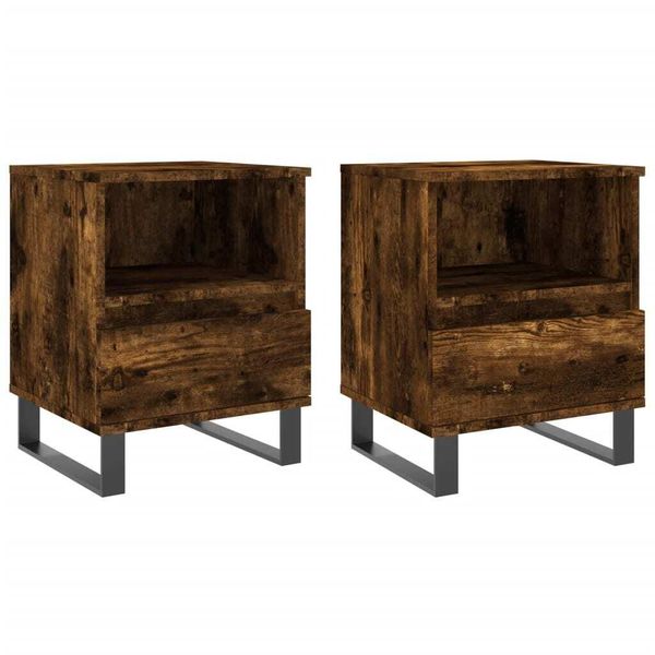 Syfax™ Comodini 2Pz Rovere Fumo 40X35X50 Cm In Legno Multistrato-image
