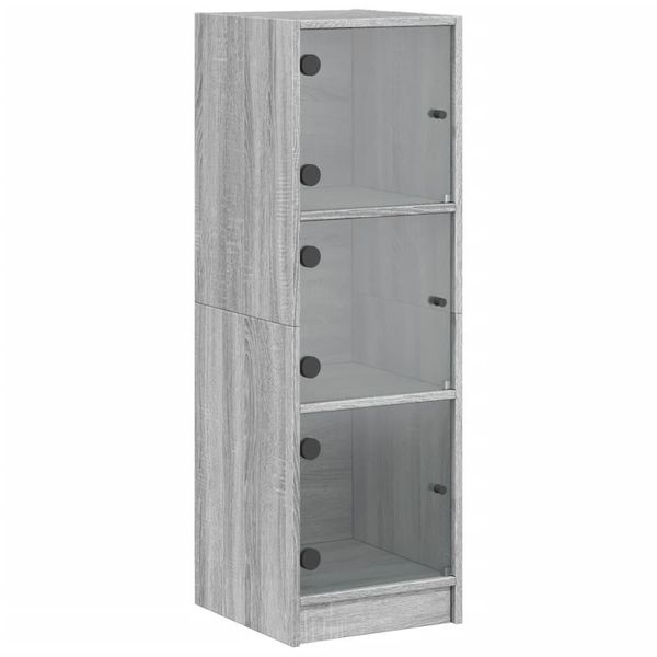 Syfax™ Credenza Con Ante In Vetro Grigio Sonoma 35X37X109 Cm-image
