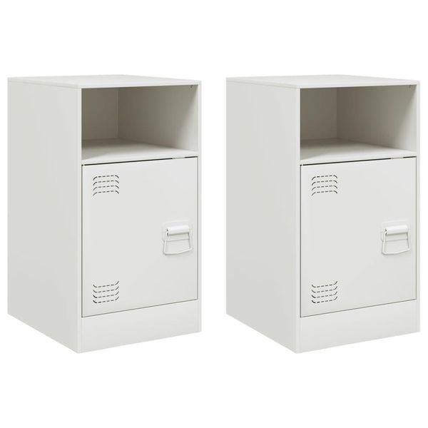 Syfax™ Comodini 2 Pz Bianchi 34,5X39X62 Cm In Acciaio-image