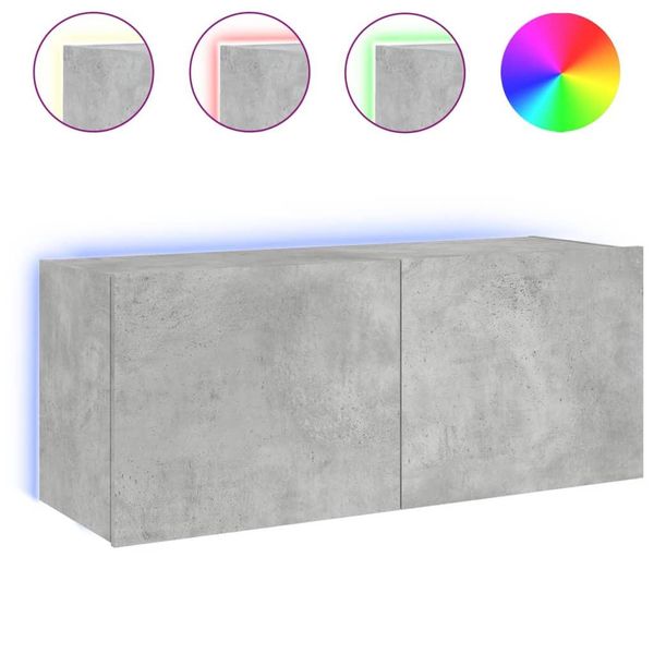 Syfax™ Mobile Tv A Parete Con Luci Led Grigio Cemento 100X35X41 Cm-image