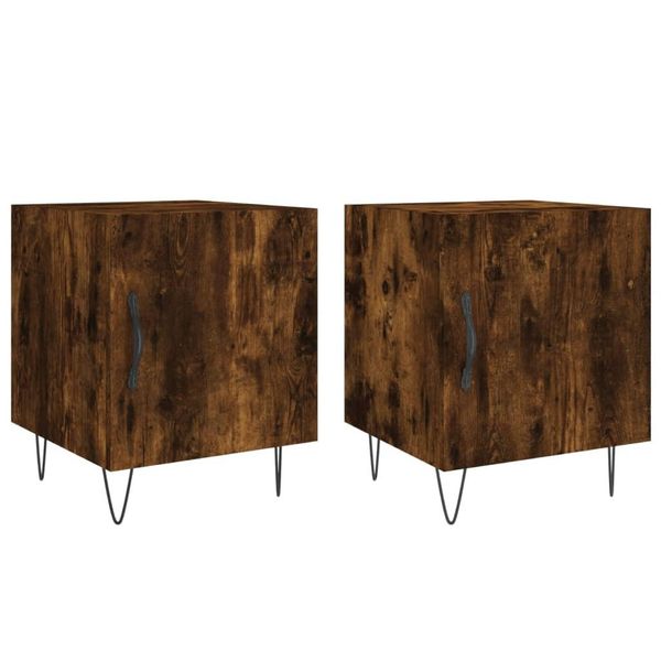 Syfax™ Comodini 2 Pz Rovere Fumo 40X40X50 Cm In Legno Multistrato-image