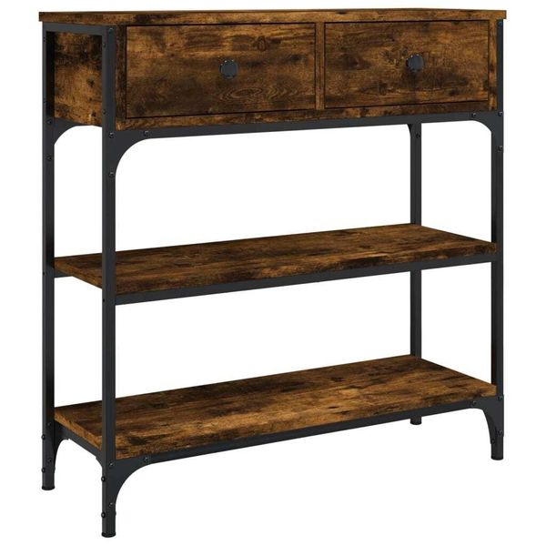 Syfax™ Tavolino Consolle Rovere Fumo 72,5X25X75Cm In Legno Multistrato-image