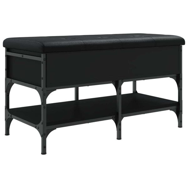 Syfax™ Panca Porta Scarpe Nera 82X42X45 Cm In Legno Multistrato-image