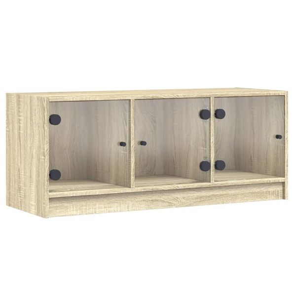 Syfax™ Mobile Porta Tv Con Ante In Vetro Rovere Sonoma 102X37X42 Cm-image