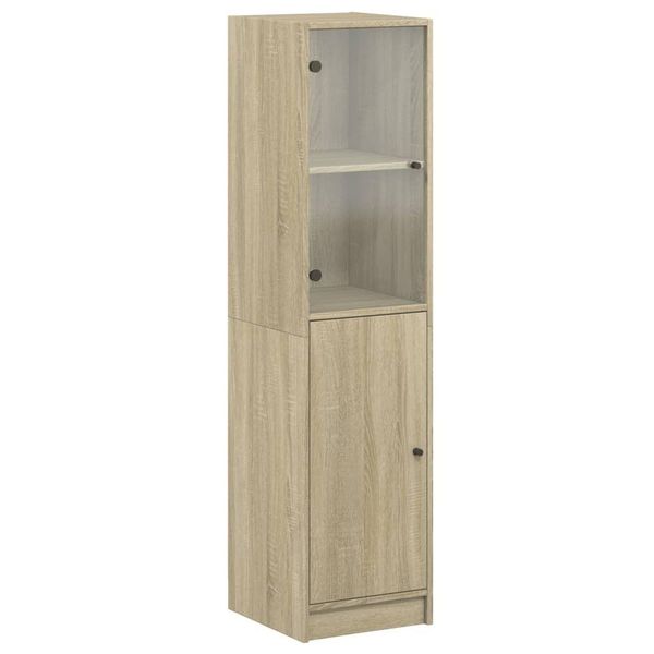 Syfax™ Credenza Con Anta In Vetro Rovere Sonoma 35X37X142 Cm-image