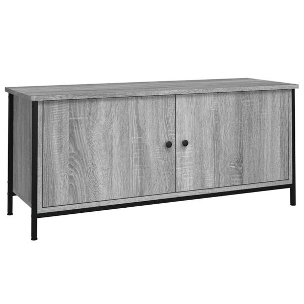 Syfax™ Mobile Tv Con Ante Grigio Sonoma 102X35X45 Cm Legno Multistrato-image