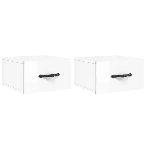 Syfax™ Comodini A Muro 2 Pz Bianco Lucido 35X35X20 Cm-image