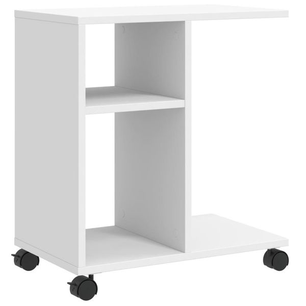 Syfax™ Tavolino Con Ruote Bianco 50X30X55 Cm In Legno Multistrato-image