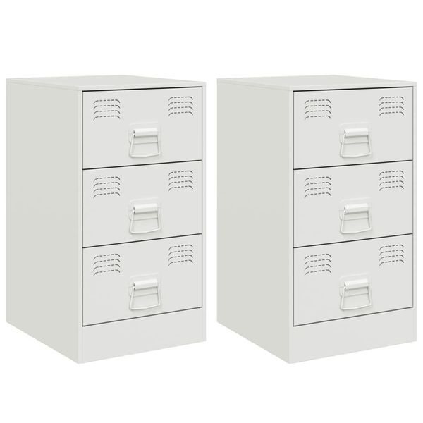 Syfax™ Comodini 2 Pz Bianchi 34,5X39X62 Cm In Acciaio-image