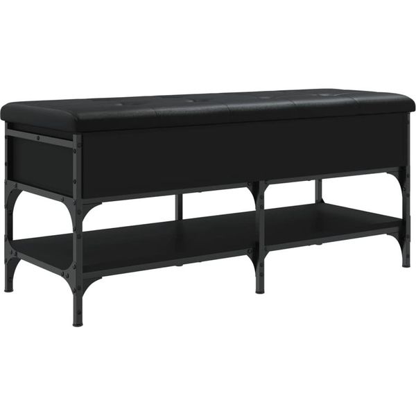 Syfax™ Panca Porta Scarpe Nera 102X42X45 Cm In Legno Multistrato-image