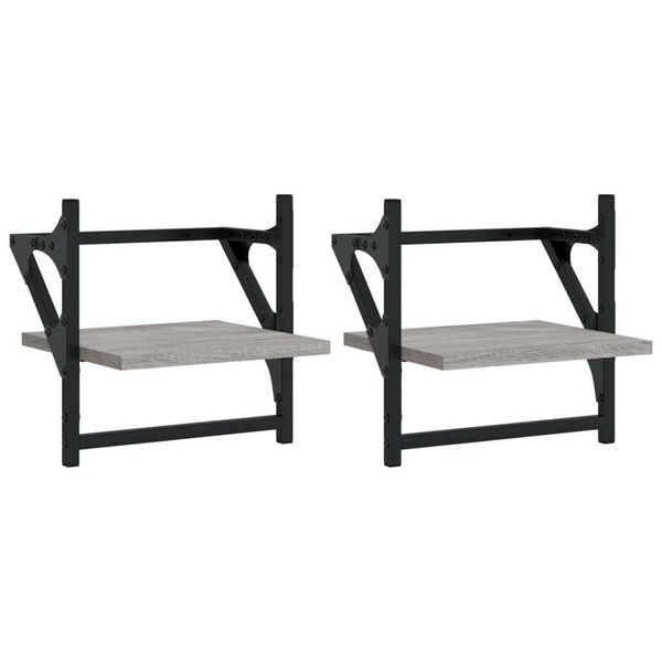 Syfax™ Mensole A Parete Con Aste 2Pz Grigio Sonoma 30X25X30 Cm-image