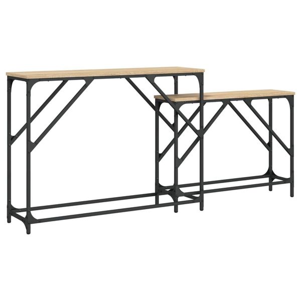 Syfax™ Tavoli Consolle Impilabili 2Pz Rovere Sonoma Legno Multistrato-image
