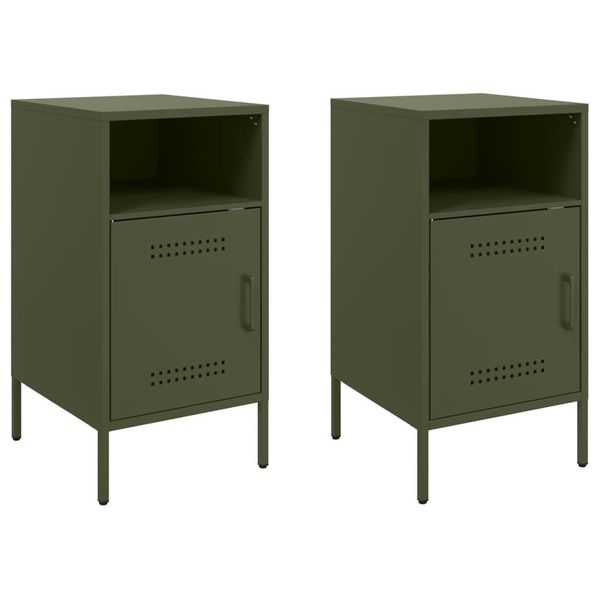 Syfax™ Comodini 2 Pz Verde Oliva 36X39X68 Cm In Acciaio-image