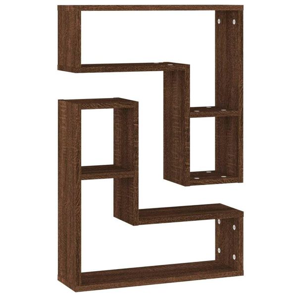 Syfax™ Mensole Parete 2Pz Rovere Marrone 50X15X50 Cm Legno Multistrato-image