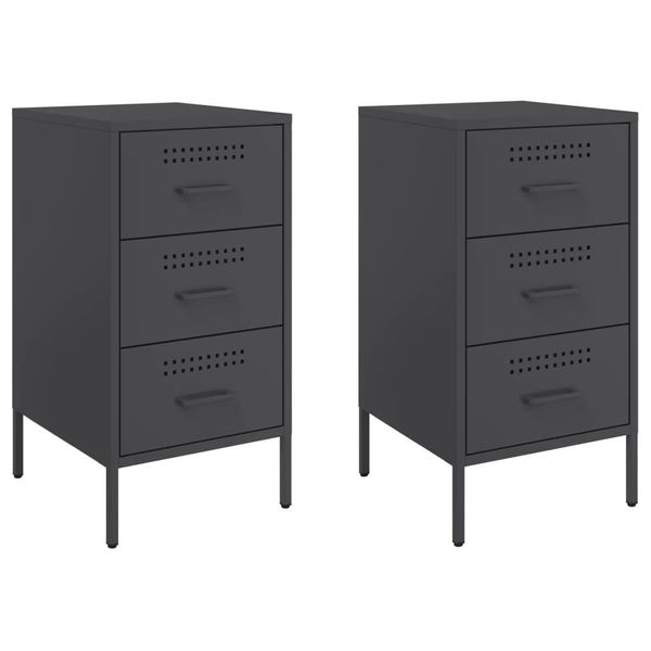 Syfax™ Comodini 2 Pz Neri 36X39X68 Cm In Acciaio-image