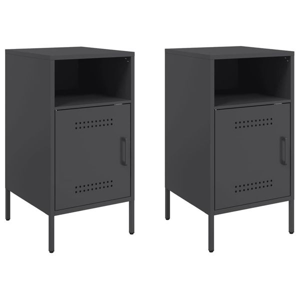 Syfax™ Comodini 2 Pz Neri 36X39X68 Cm In Acciaio-image