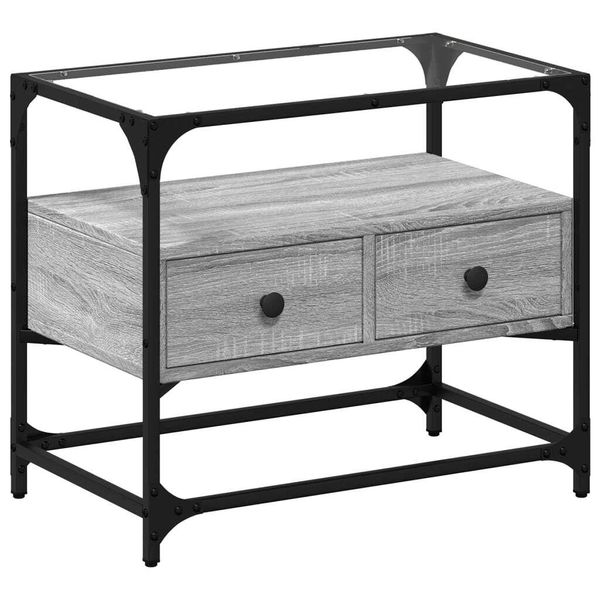 Syfax™ Mobile Tv Piano Vetro Grigio Sonoma 60X35X51 Legno Multistrato-image