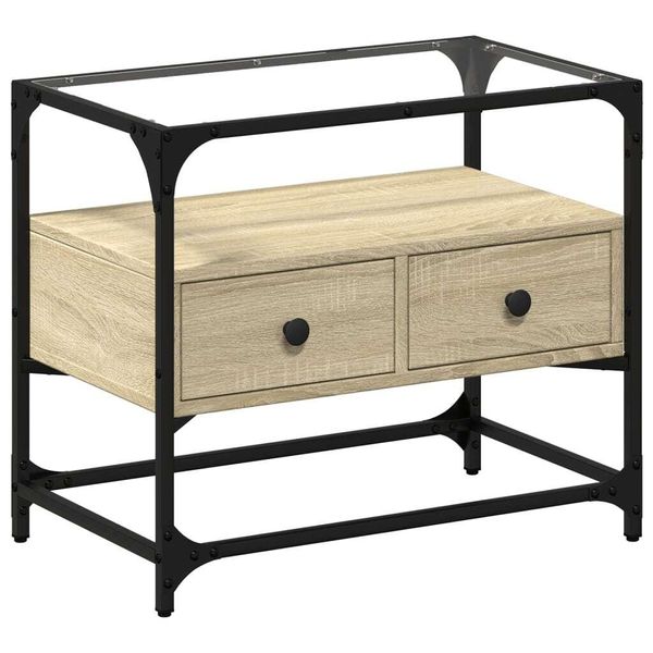 Syfax™ Mobile Tv Piano Vetro Rovere Sonoma 60X35X51 Legno Multistrato-image