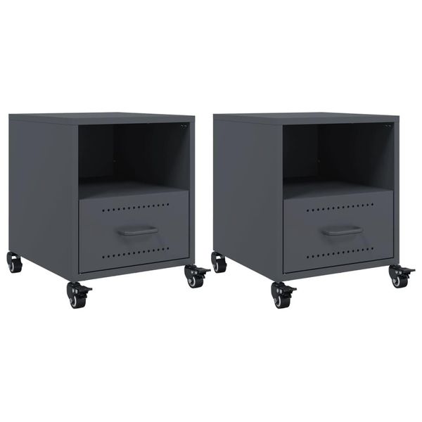 Syfax™ Comodini 2 Pz Antracite 36X39X43,5 Cm In Acciaio-image