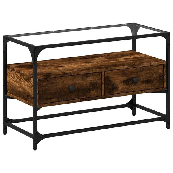 Syfax™ Mobile Tv Piano Vetro Rovere Fumo 80X35X51Cm Legno Multistrato-image
