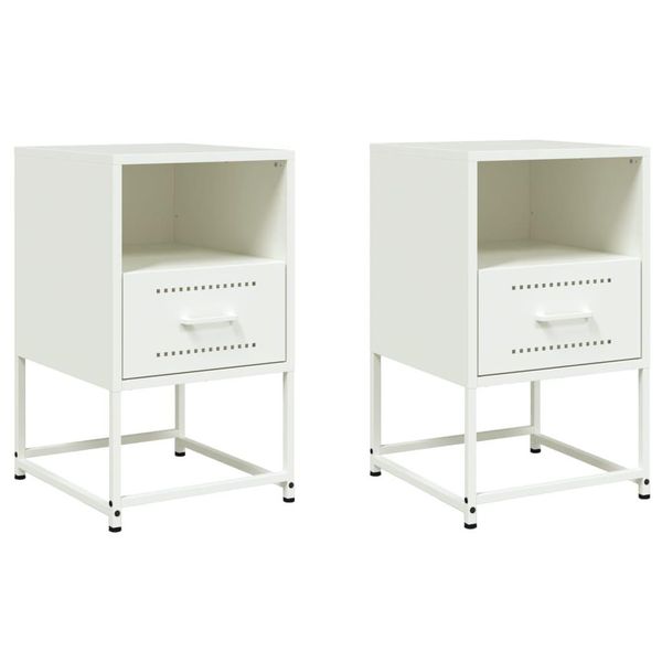 Syfax™ Comodini 2 Pz Bianchi 36X39X60,5 Cm In Acciaio-image