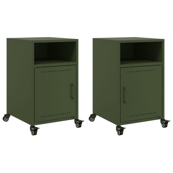 Syfax™ Comodini 2 Pz Verde Oliva 36X39X59 Cm In Acciaio-image