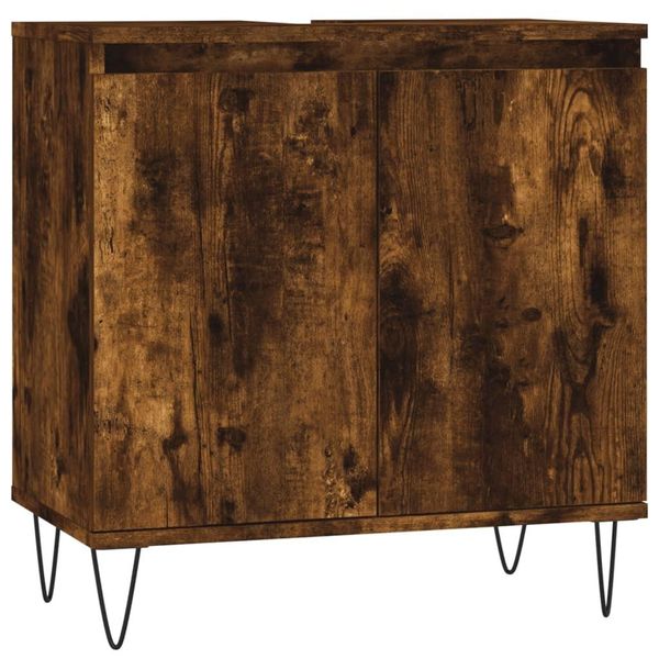 Syfax™ Armadietto Bagno Rovere Fumo 58X33X60 Cm In Legno Multistrato-image