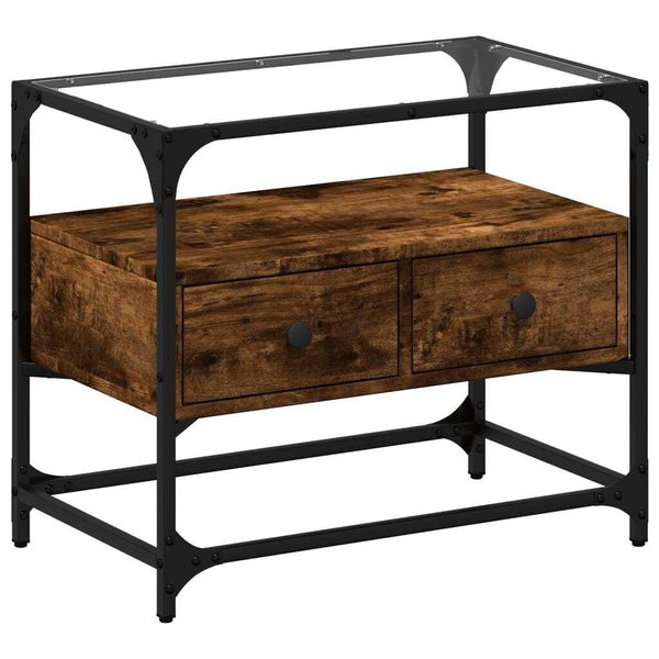 Syfax™ Mobile Tv Piano Vetro Rovere Fumo 60X35X51Cm Legno Multistrato-image