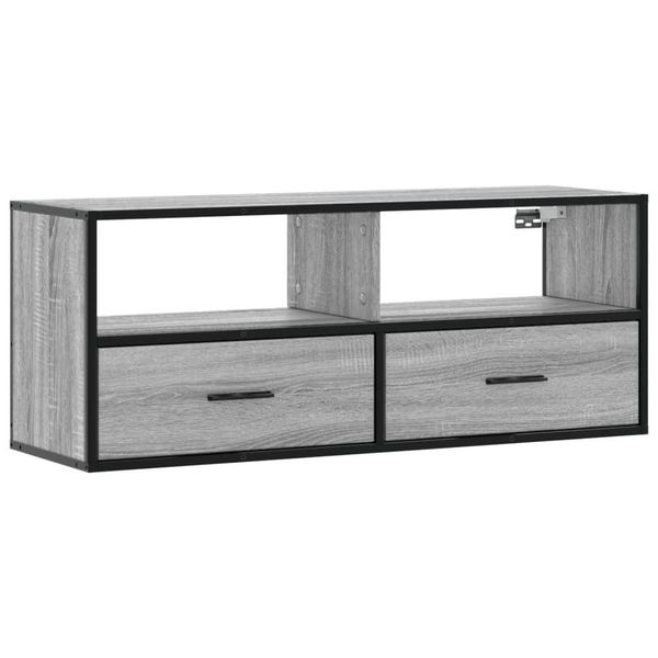 Syfax™ Mobile Tv Grigio Sonoma 100X31X39,5Cm Legno Multistrato Metallo-image