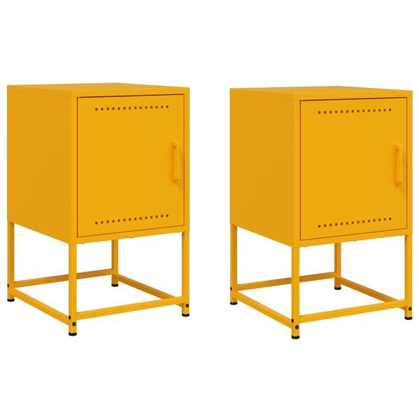 Syfax™ Comodini 2 Pz Giallo Senape 36X39X60,5 Cm In Acciaio-image