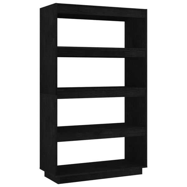 Syfax™ Libreria/Divisorio Nero 80X35X135 Cm In Legno Massello Di Pino-image