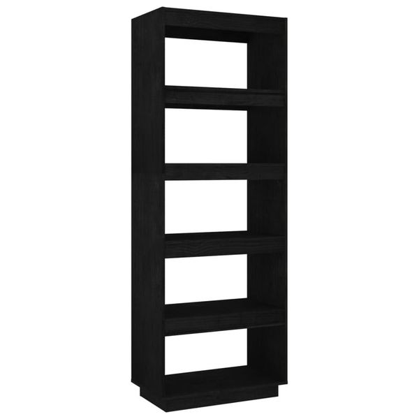 Syfax™ Libreria/Divisorio Nero 60X35X167 Cm In Legno Massello Di Pino-image