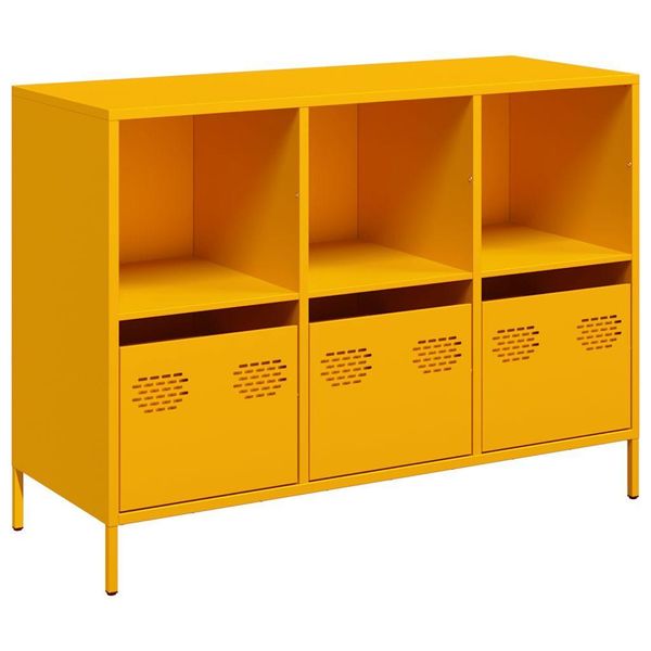 Syfax™ Credenza Giallo Senape 101,5X39X73,5 Cm Acciaio Laminato Freddo-image