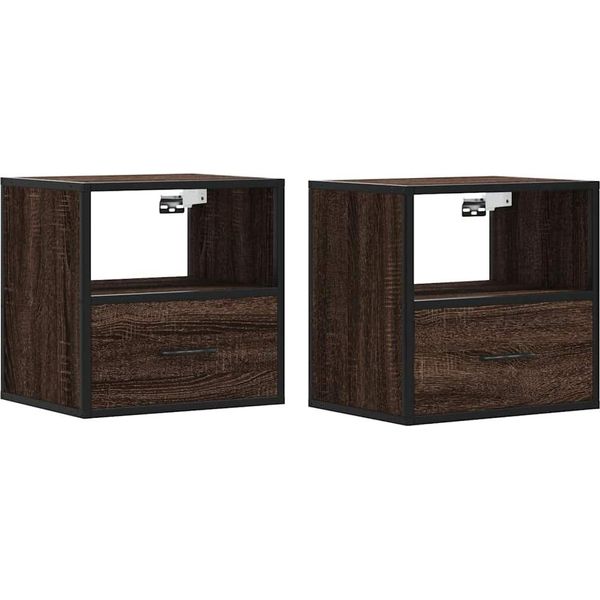 Syfax™ Comodini A Muro 2 Pz Rovere Marrone 40X31X39,5 Cm-image