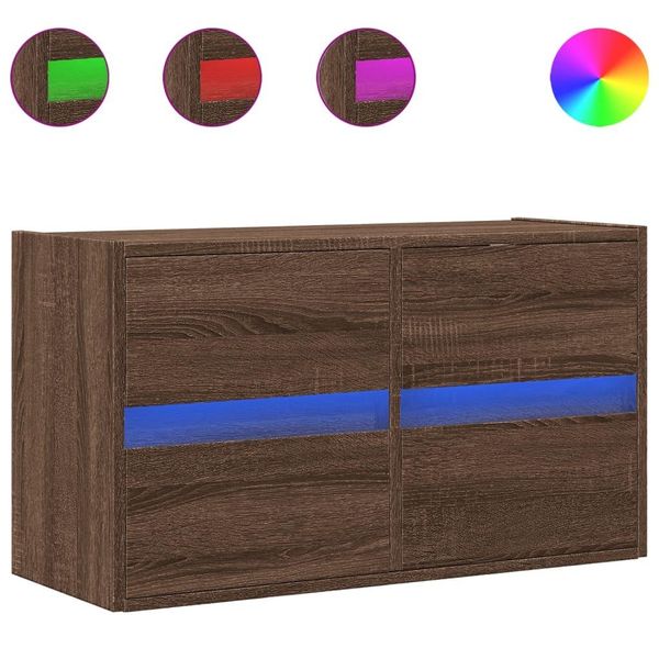 Syfax™ Mobile Tv A Parete Con Luci Led Rovere Marrone 80X31X45 Cm-image
