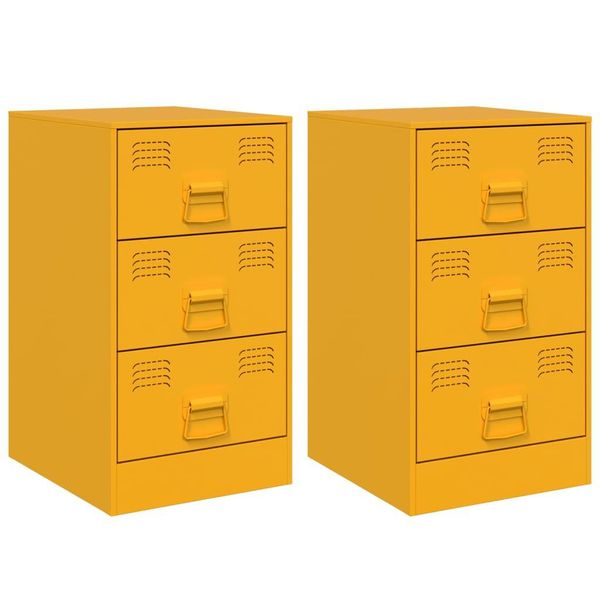 Syfax™ Comodini 2 Pz Giallo Senape 34,5X39X62 Cm In Acciaio-image