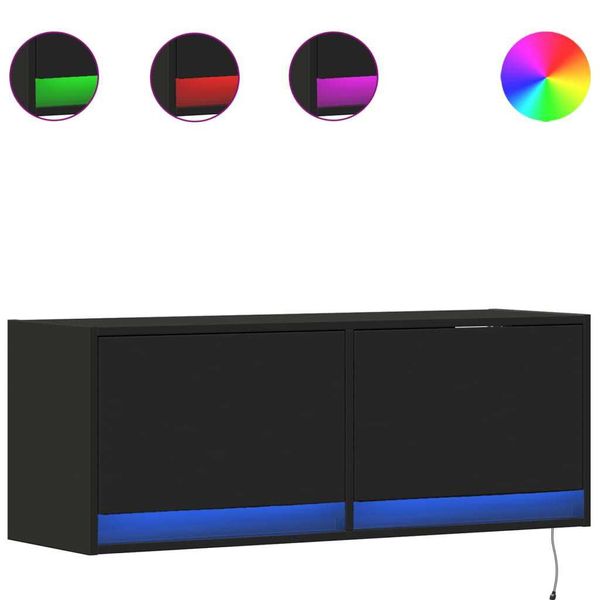 Syfax™ Mobile Tv A Parete Con Luci Led Nero 100X31X35 Cm-image