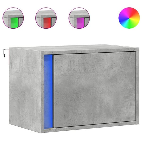 Syfax™ Comodini A Parete Con Luci Led 2 Pz Grigio Cemento-image