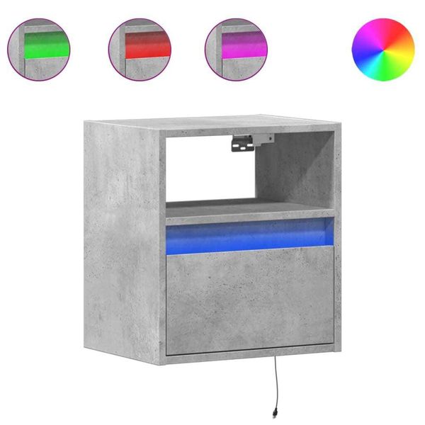 Syfax™ Mobile Tv A Parete Con Luci Led Grigio Cemento 41X31X45 Cm-image