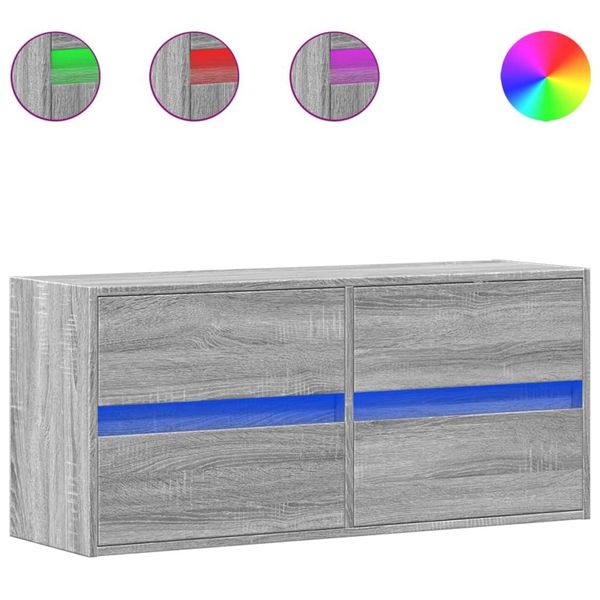 Syfax™ Mobile Tv A Parete Con Luci Led Grigio Sonoma 100X31X45 Cm-image