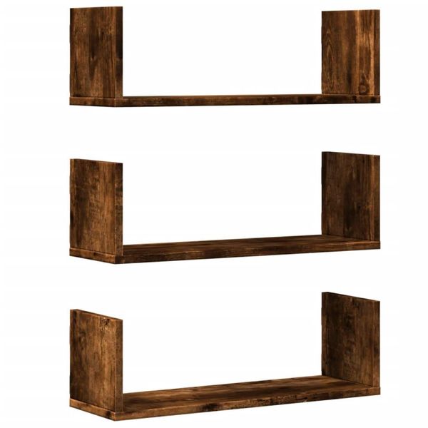 Syfax™ Mensole Da Parete 2Pz Rovere Fumo 58X18X18 Cm In Truciolato-image
