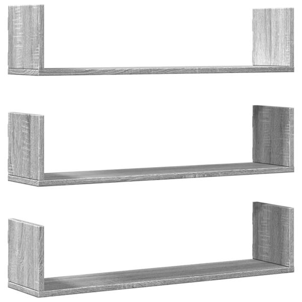 Syfax™ Mensole A Parete 3Pz Grigio Sonoma 80X18X18 Cm In Truciolato-image