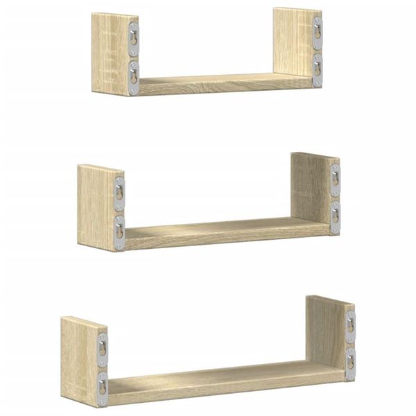 Syfax™ Mensole A Muro 3 Pz Rovere Sonoma In Truciolato-image