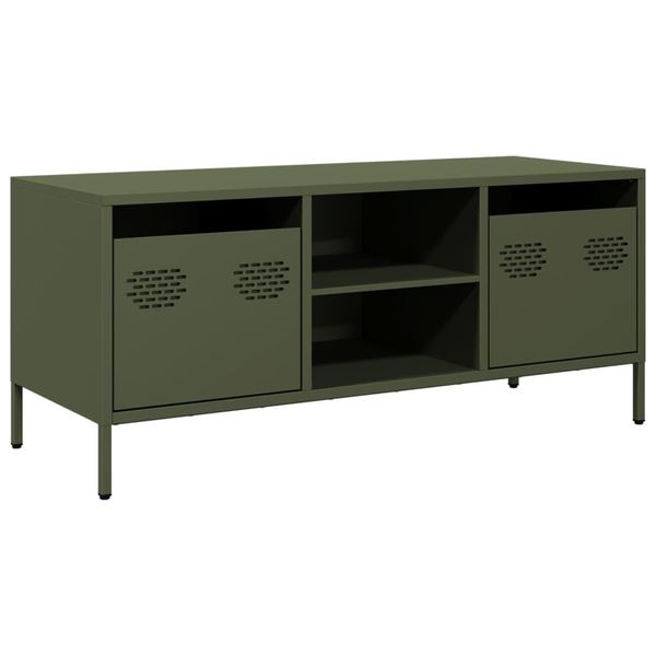 Syfax™ Mobile Tv Verde Oliva 101,5X39X43,5Cm Acciaio Laminato A Freddo-image