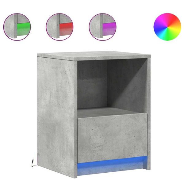 Syfax™ Comodini Con Luci Led 2Pz Grigio Cemento In Legno Multistrato-image