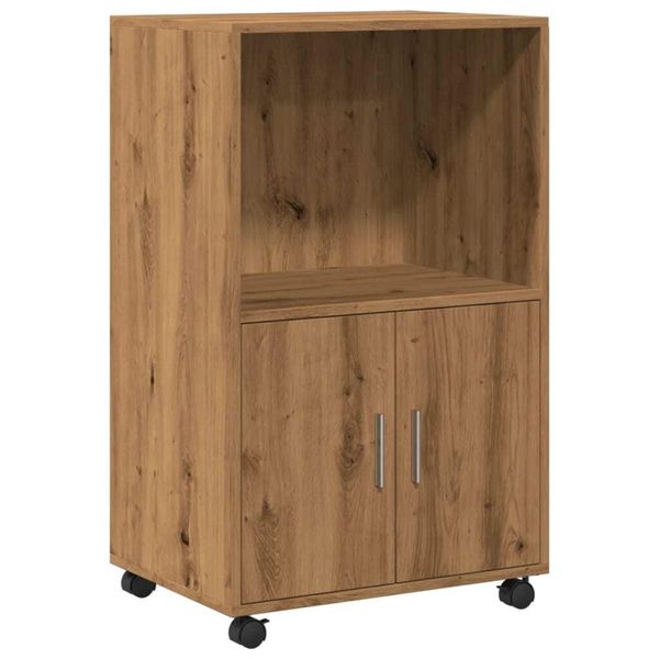 Syfax™ Armadietto Con Ruote Rovere Artigianale 55X40X91 Cm Truciolato-image