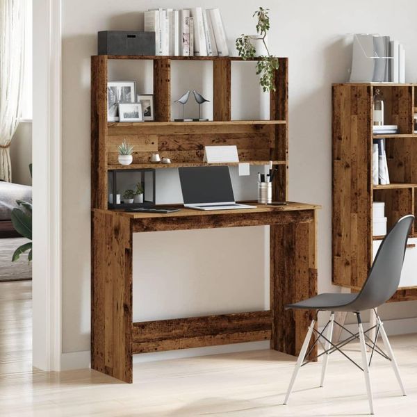 Syfax™ Scrivania Mensole Legno Antico 102X45X148 Cm Legno Multistrato-image